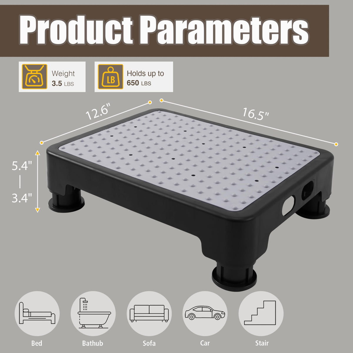 Adjustable 6-Leg Gray Step Stool D528