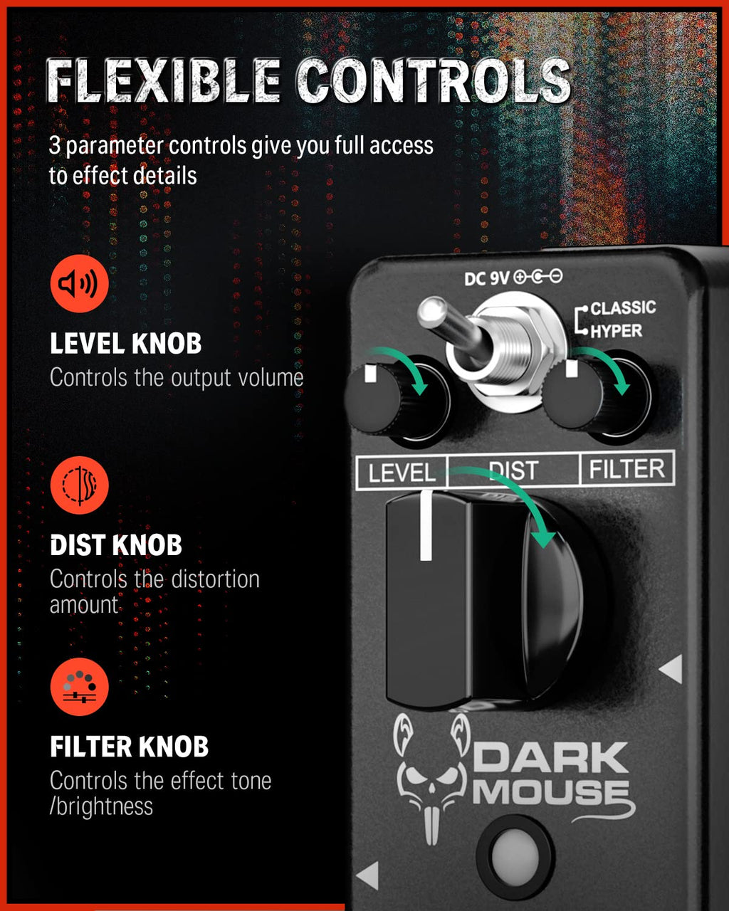 Dark Mouse Distortion Pedal for Electric Guitar M62588