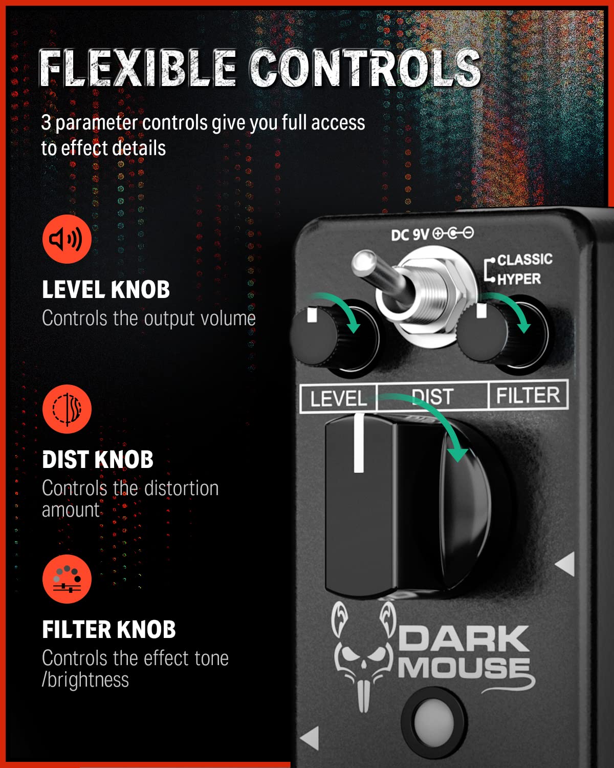Dark Mouse Distortion Pedal for Electric Guitar M62588