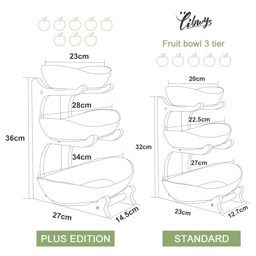 3 Tier Ceramic Fruit Bowl with Bamboo Stand U57639