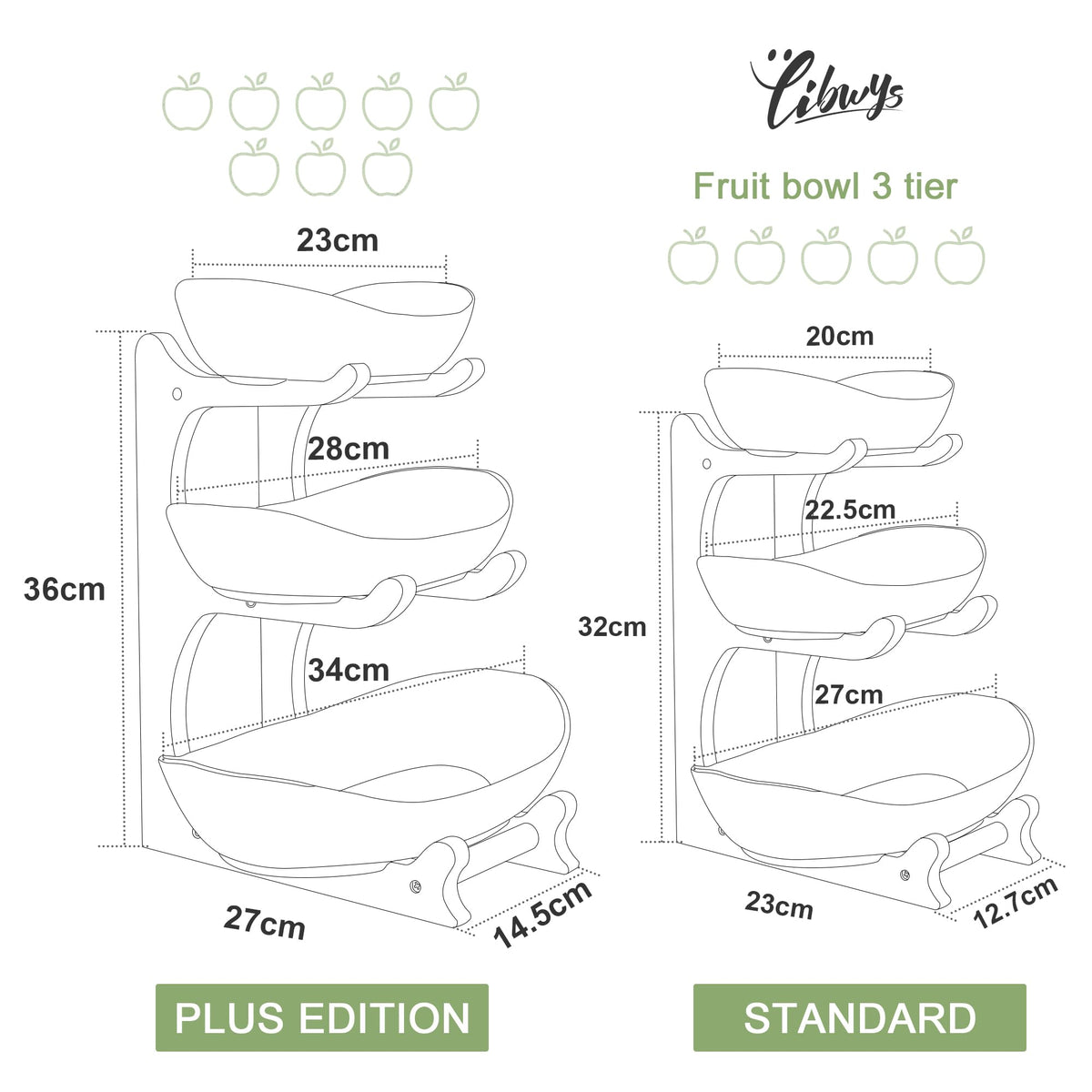 3 Tier Ceramic Fruit Bowl with Bamboo Stand U57639