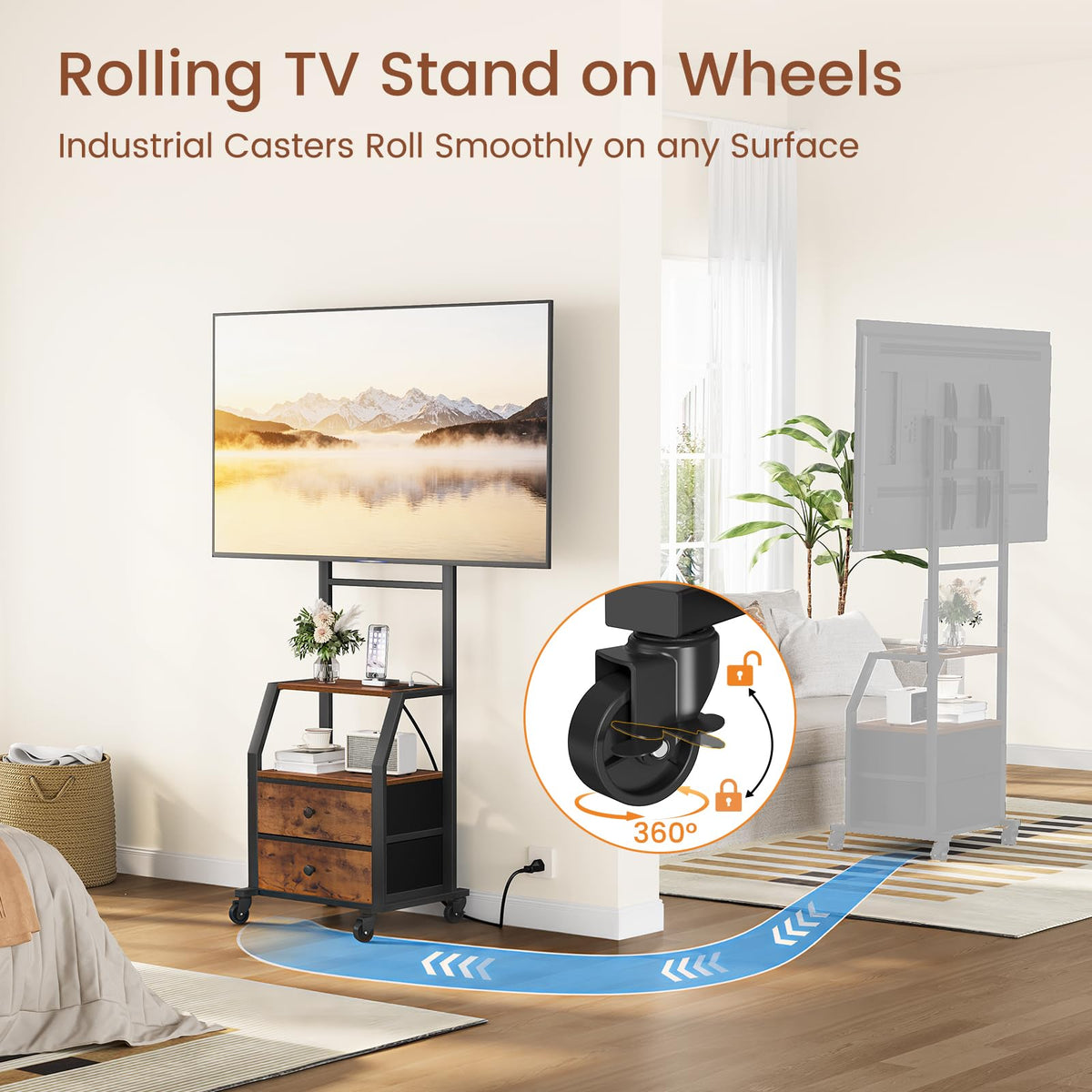Rolling TV Stand for 32-55 Inch TVs J908741