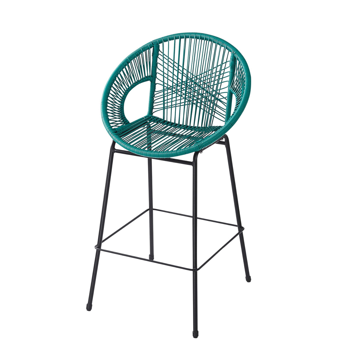 Teal Faux Wicker Outdoor Bar Stool Set of 2 L4496