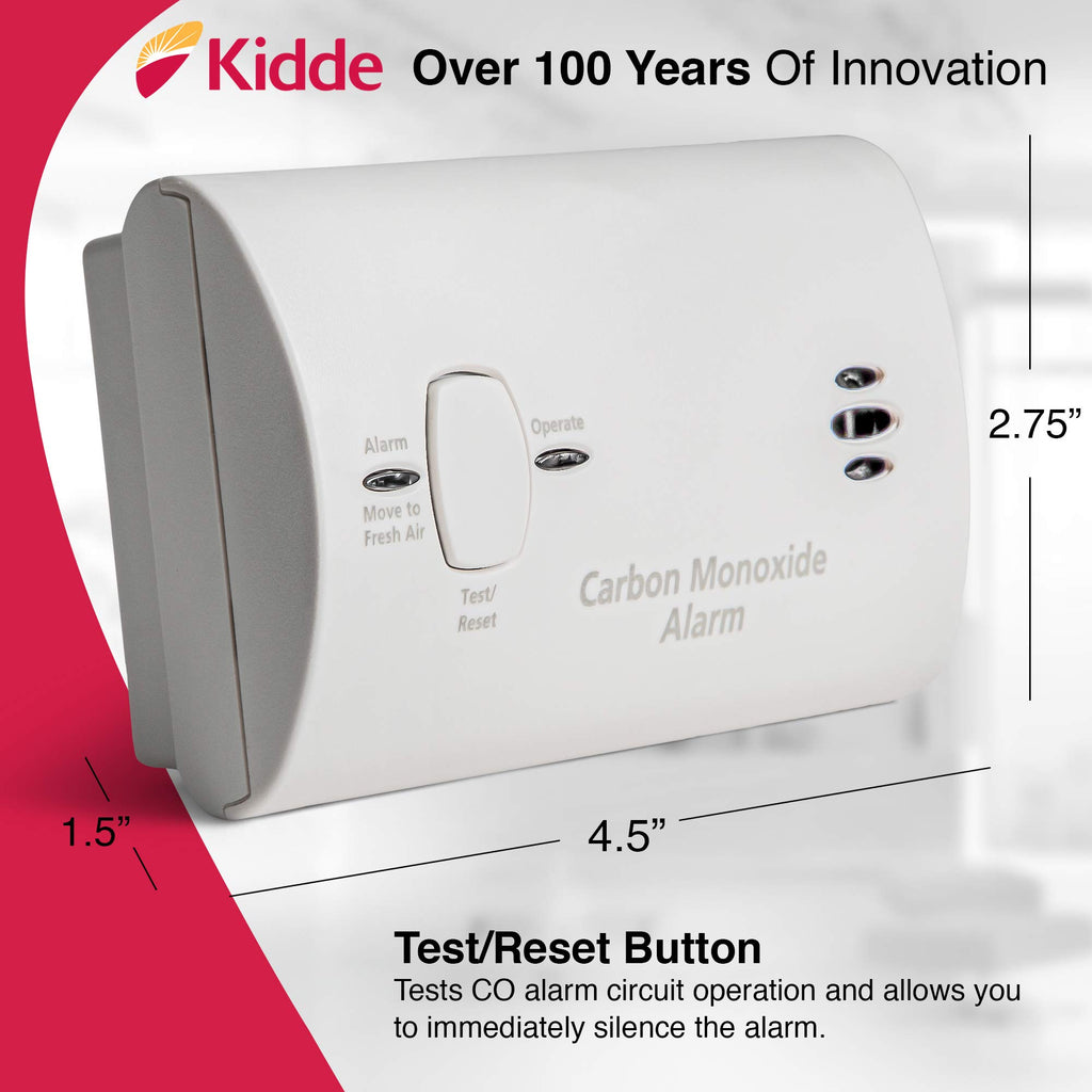 Carbon Monoxide Detector, AA Battery Powered, 85 dB Alarm, 6 Pack G292