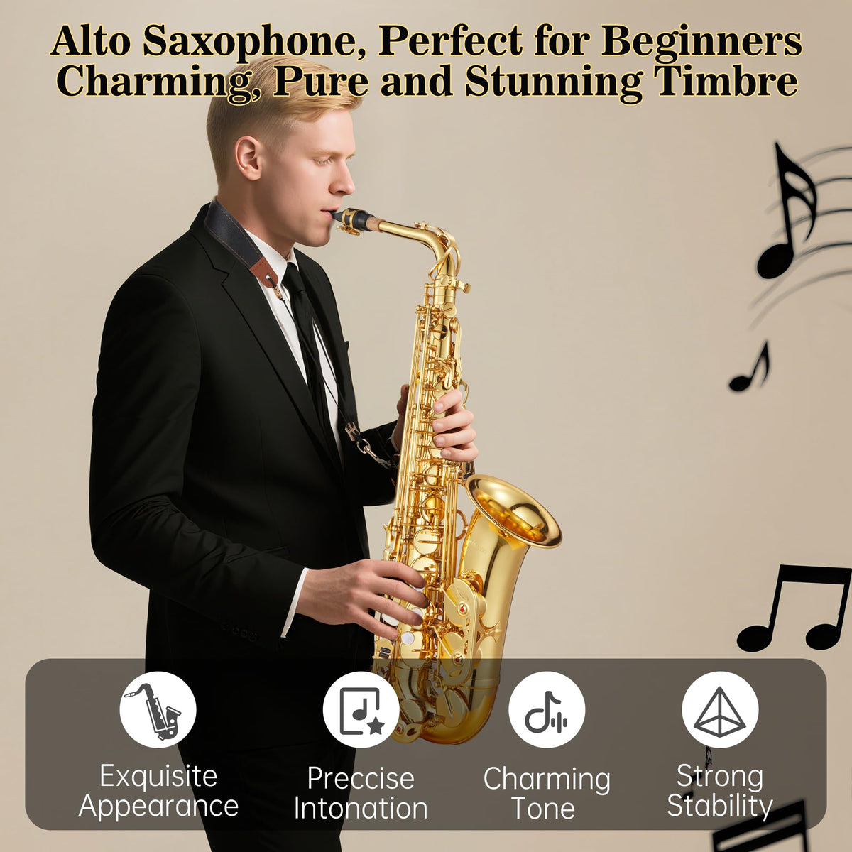 Alto Saxophone Copper Body Electroplated Gold Finish T722