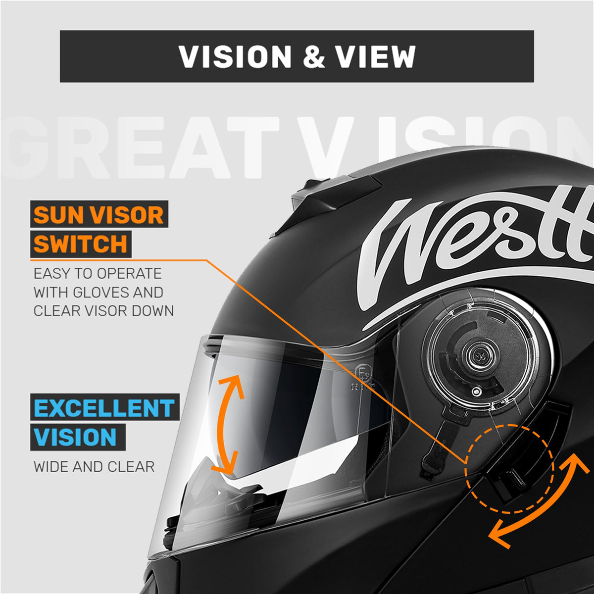 Dual Visor Flip Up Modular Helmet W9406