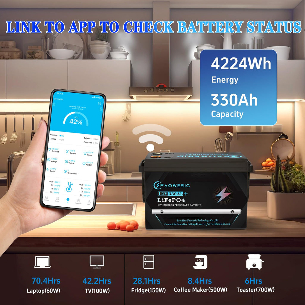 12V 300Ah LiFePO4 Battery with 200A BMS B927891