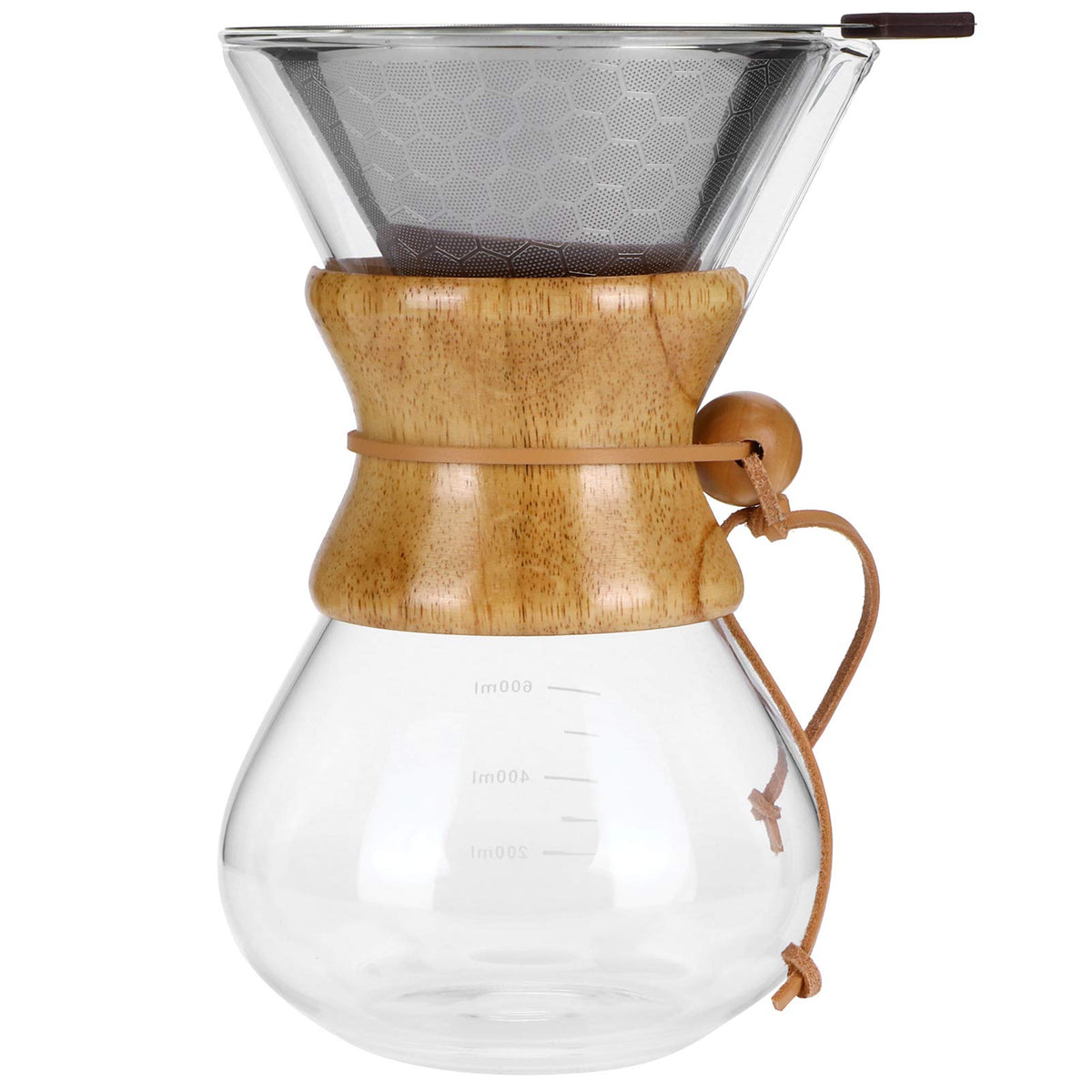 High Temp Glass Coffee Drip Pot with Reusable Filter 600ml J845851