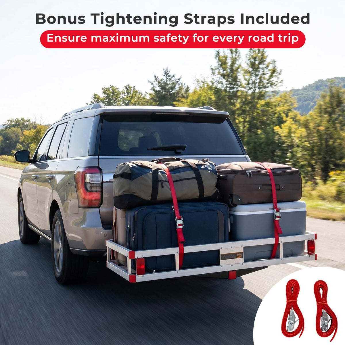 Aluminum Hitch Mount Cargo Carrier with 9" Side Rails, 500 lbs Capacity J496