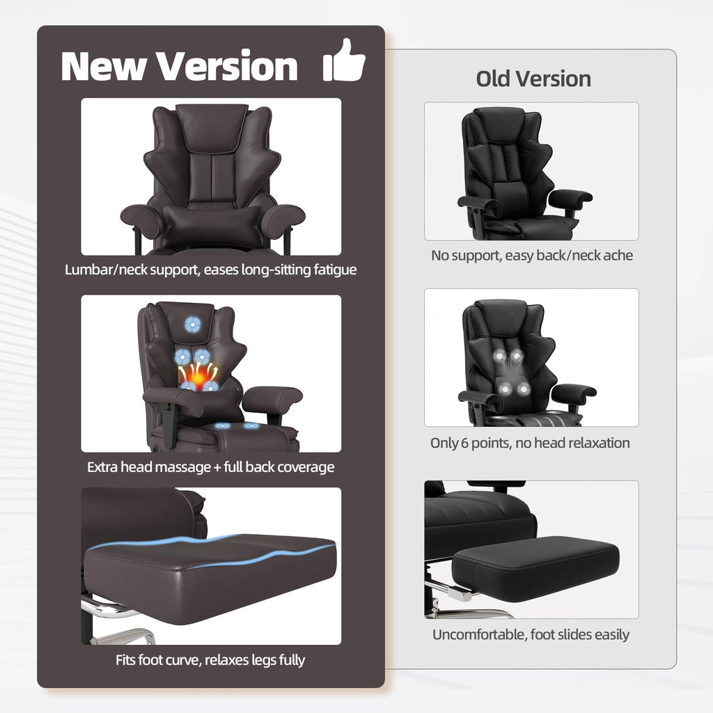 Brown Heated Massage Office Chair with Footrest Z73507