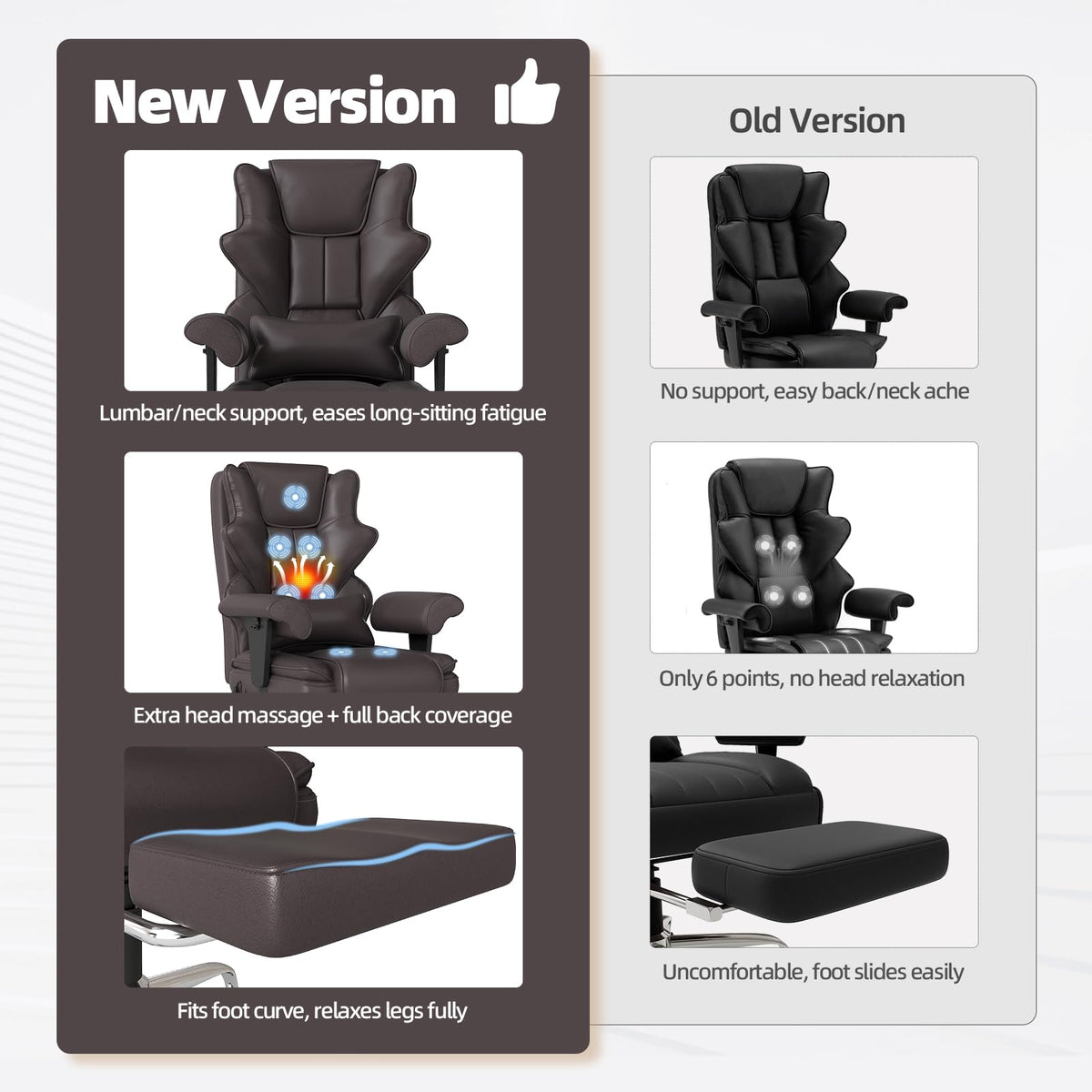 Brown Heated Massage Office Chair with Footrest Z73507