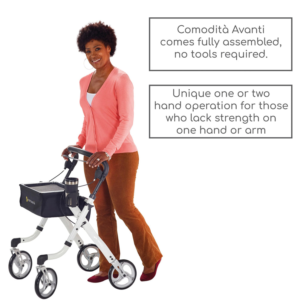Rolling Walker with Orthopedic Extra Wide Seat and Brakes E280