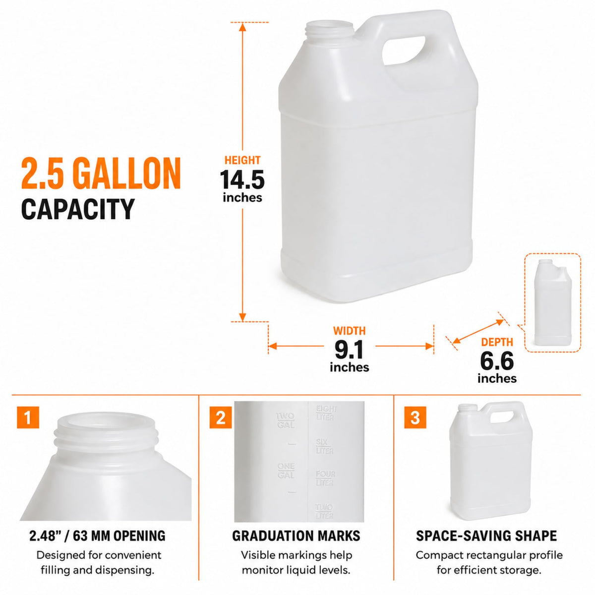 2.5 Gallon Reusable Plastic Water Jug with Lid S454194