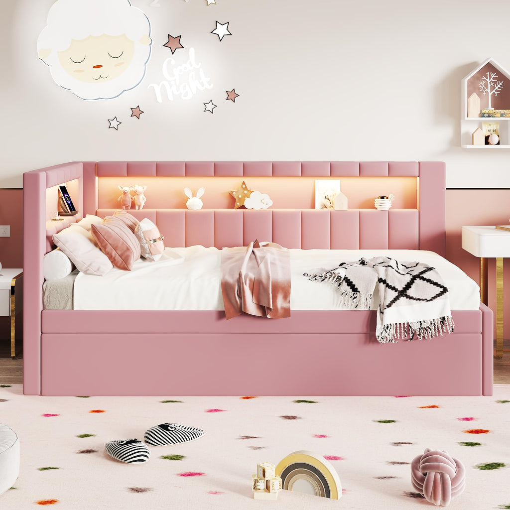 Pink Twin Size Daybed with Trundle H759075
