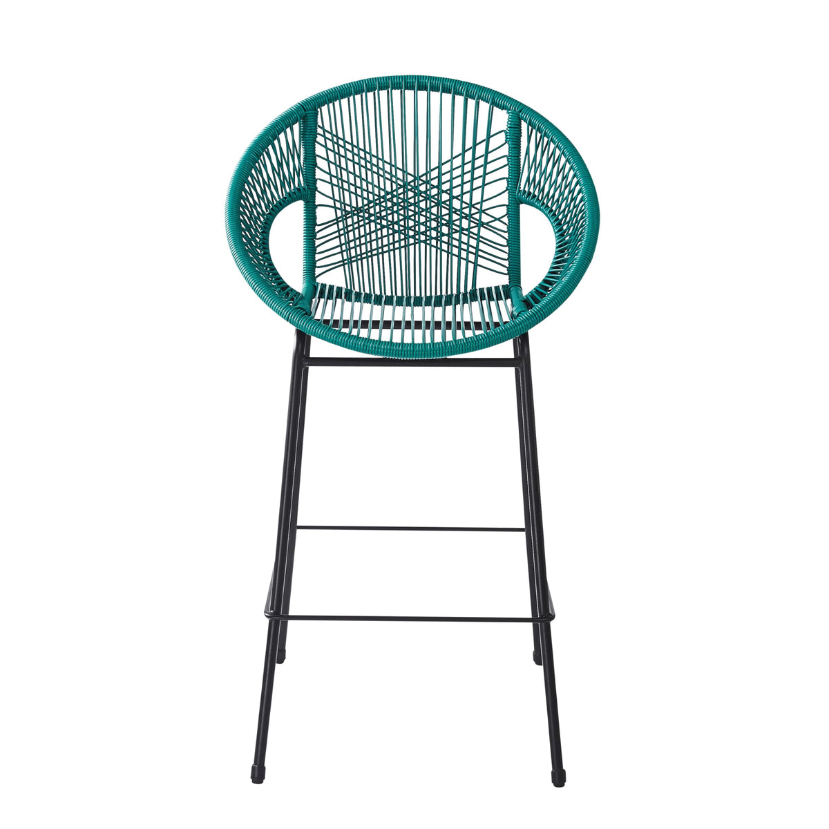 Teal Faux Wicker Outdoor Bar Stool Set of 2 L4496