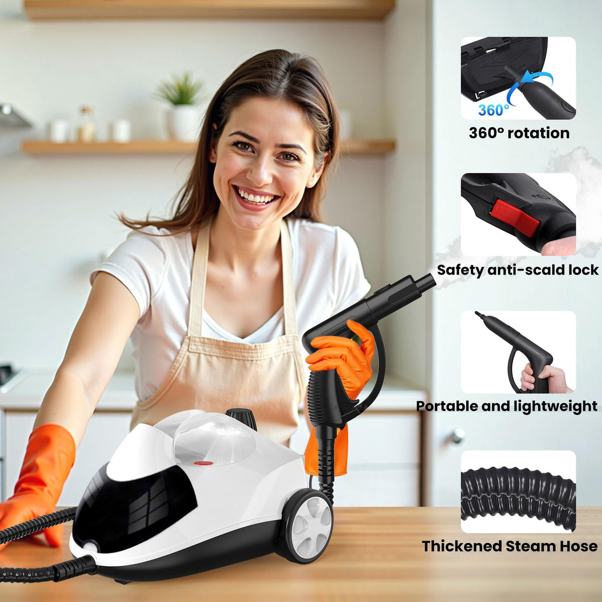 1.5L 6-in-1 Steam Cleaner with 8 Accessories Z9122