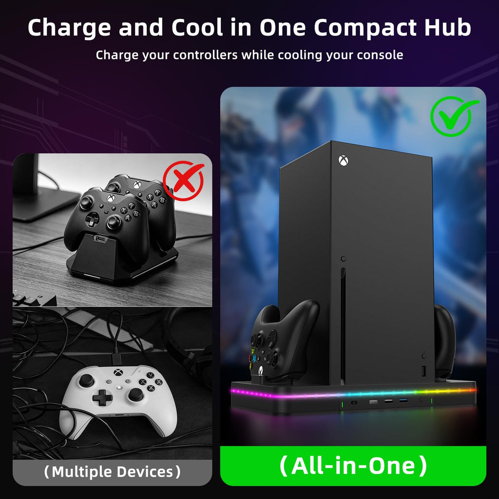 Black Cooling Fan Charging Stand with 3 USB Ports G131572