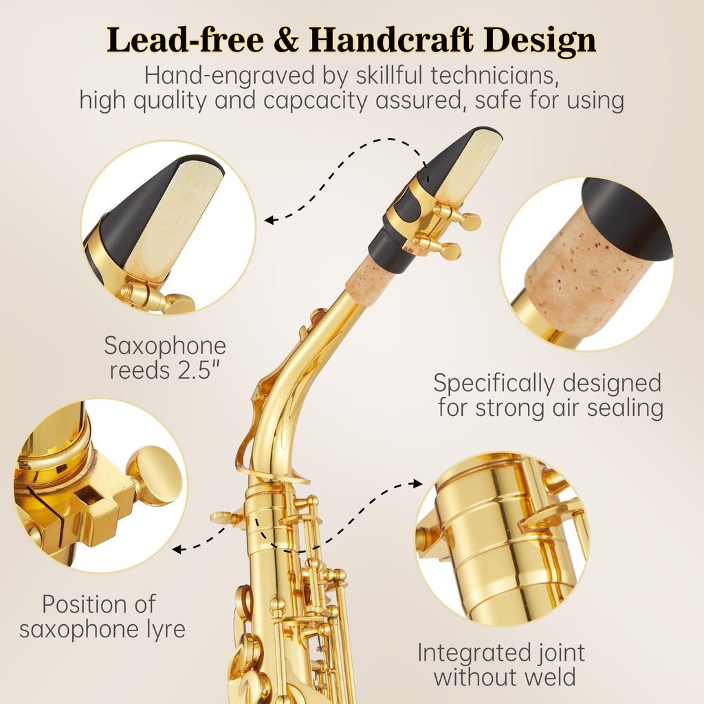 Alto Saxophone Copper Body Electroplated Gold Finish T722