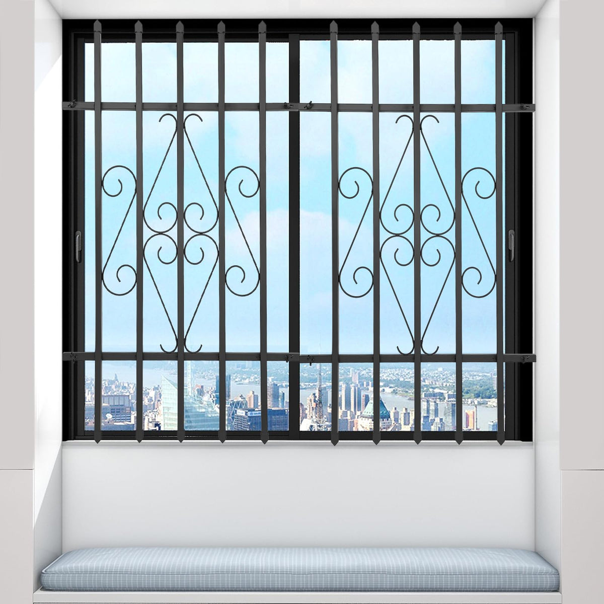 24 x 36 Inch Heavy Duty Iron Window Security Bars, Black 2 Pack W847165