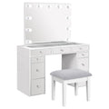 White Velvet 9-Drawer Vanity Table Set Q1085