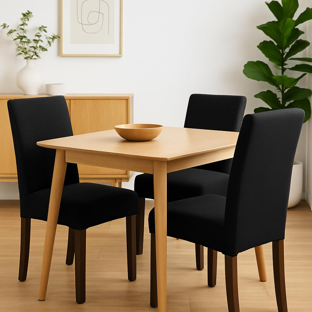 Black 6 Pack Dining Chair Covers W4477