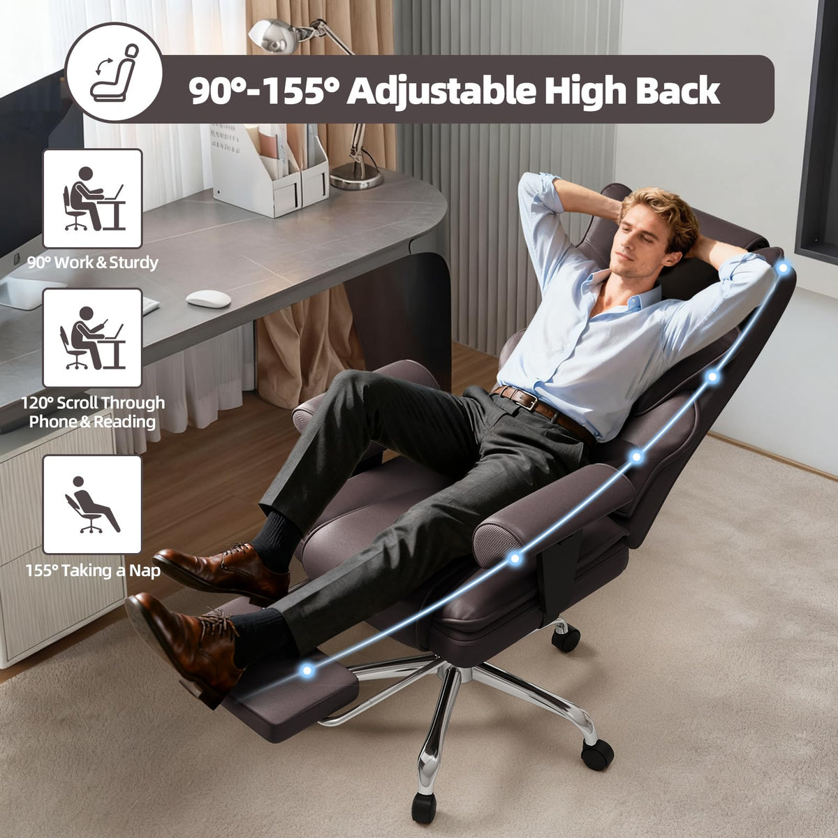 Brown Heated Massage Office Chair with Footrest Z73507
