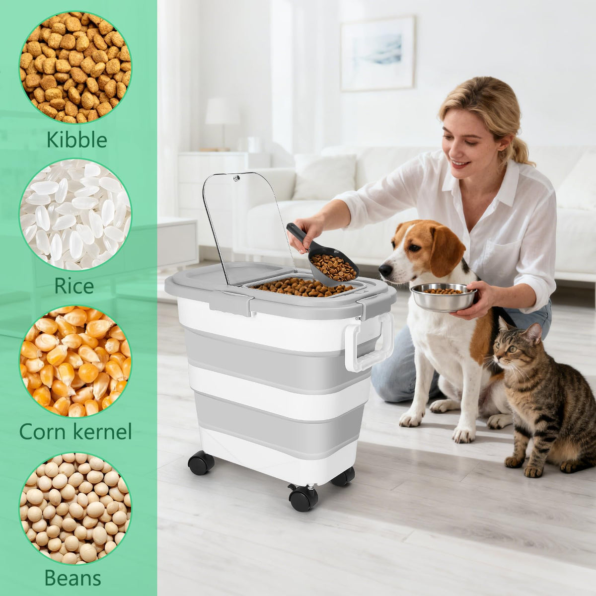 30LB Dog Food Storage Container with Wheels H8601