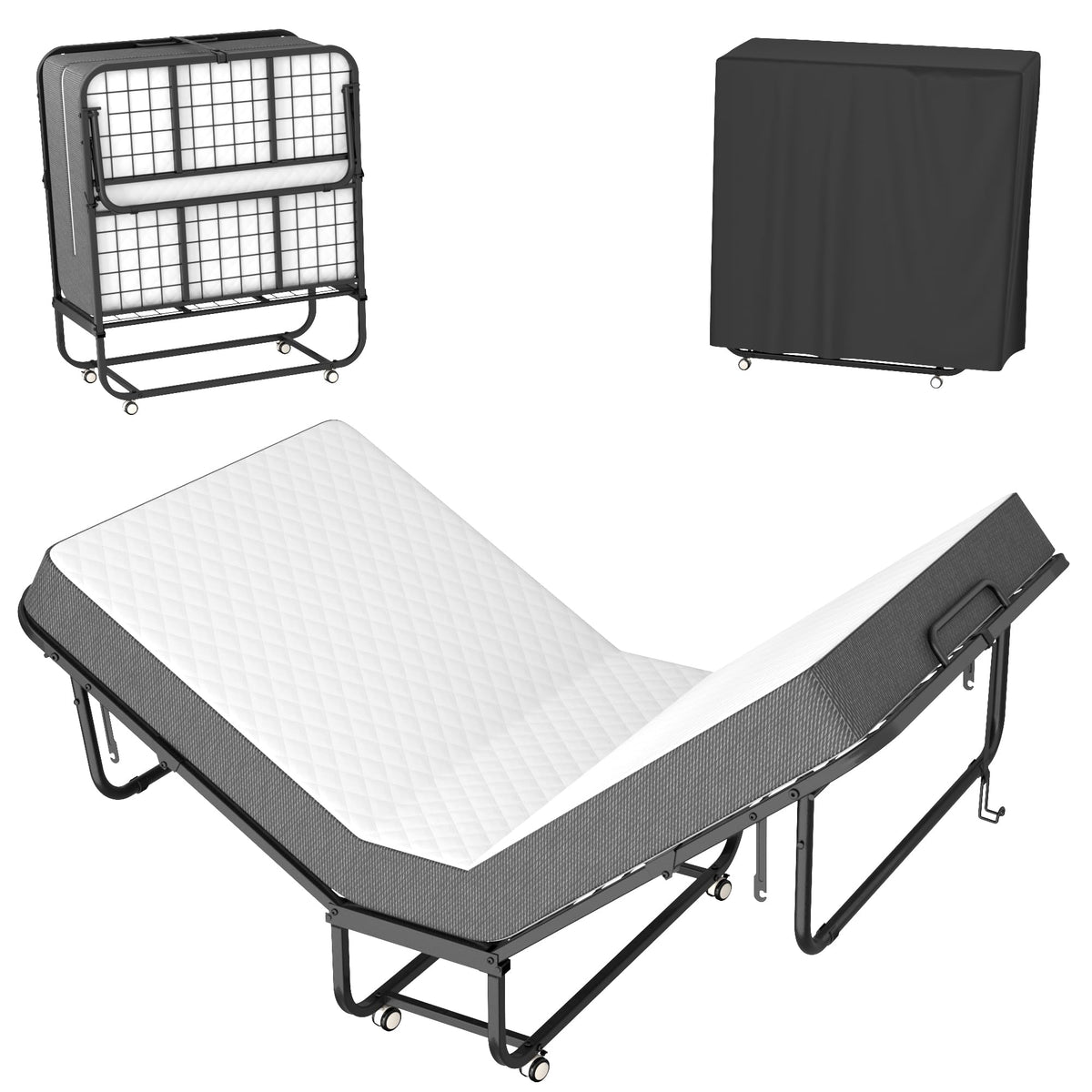Folding Bed with Mattress 75" x 38" Memory Foam N53922