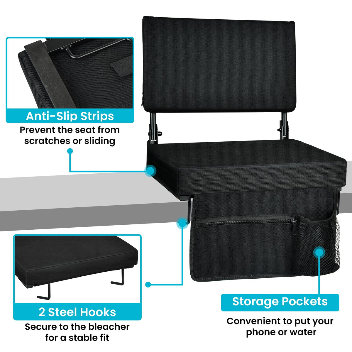 Foldable Padded Stadium Seats with Back Support H2720