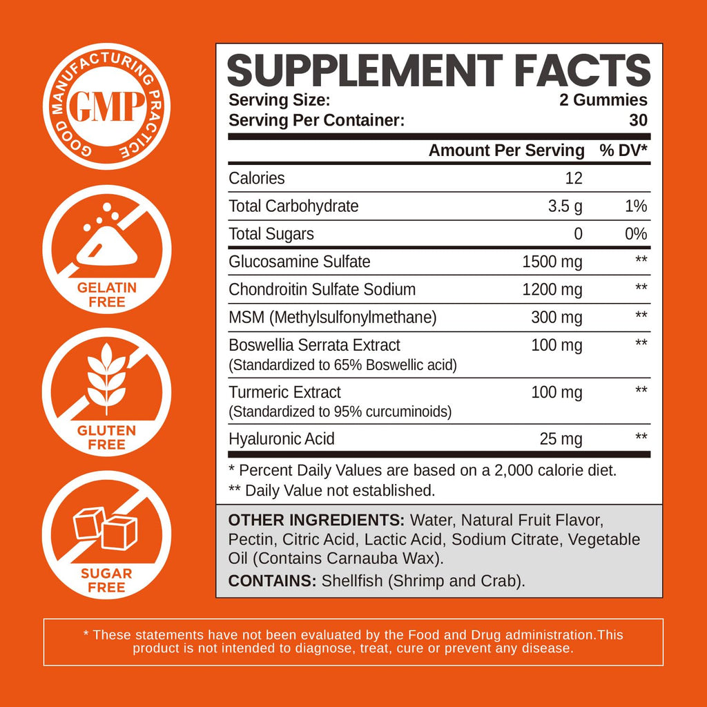 Sugar Free Glucosamine Chondroitin Gummies 60 Count B7838