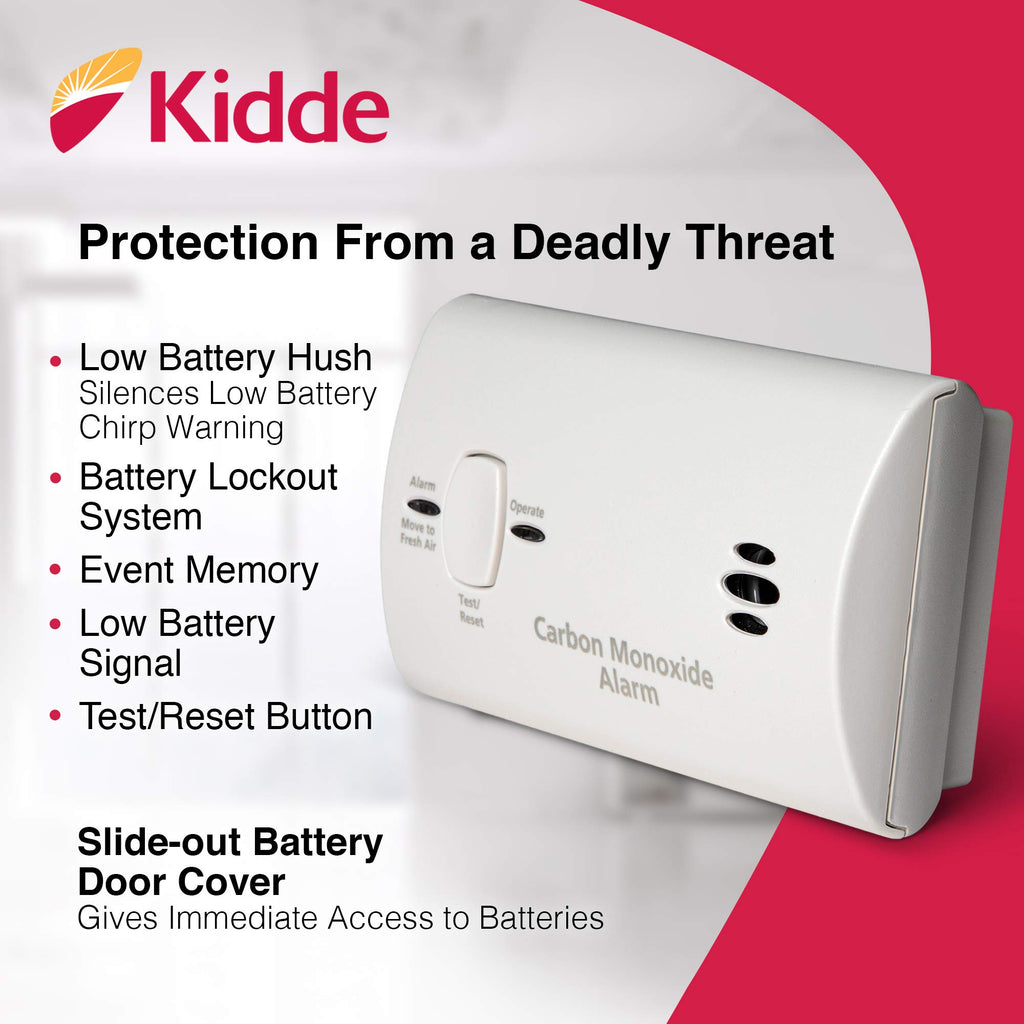 Carbon Monoxide Detector, AA Battery Powered, 85 dB Alarm, 6 Pack G292