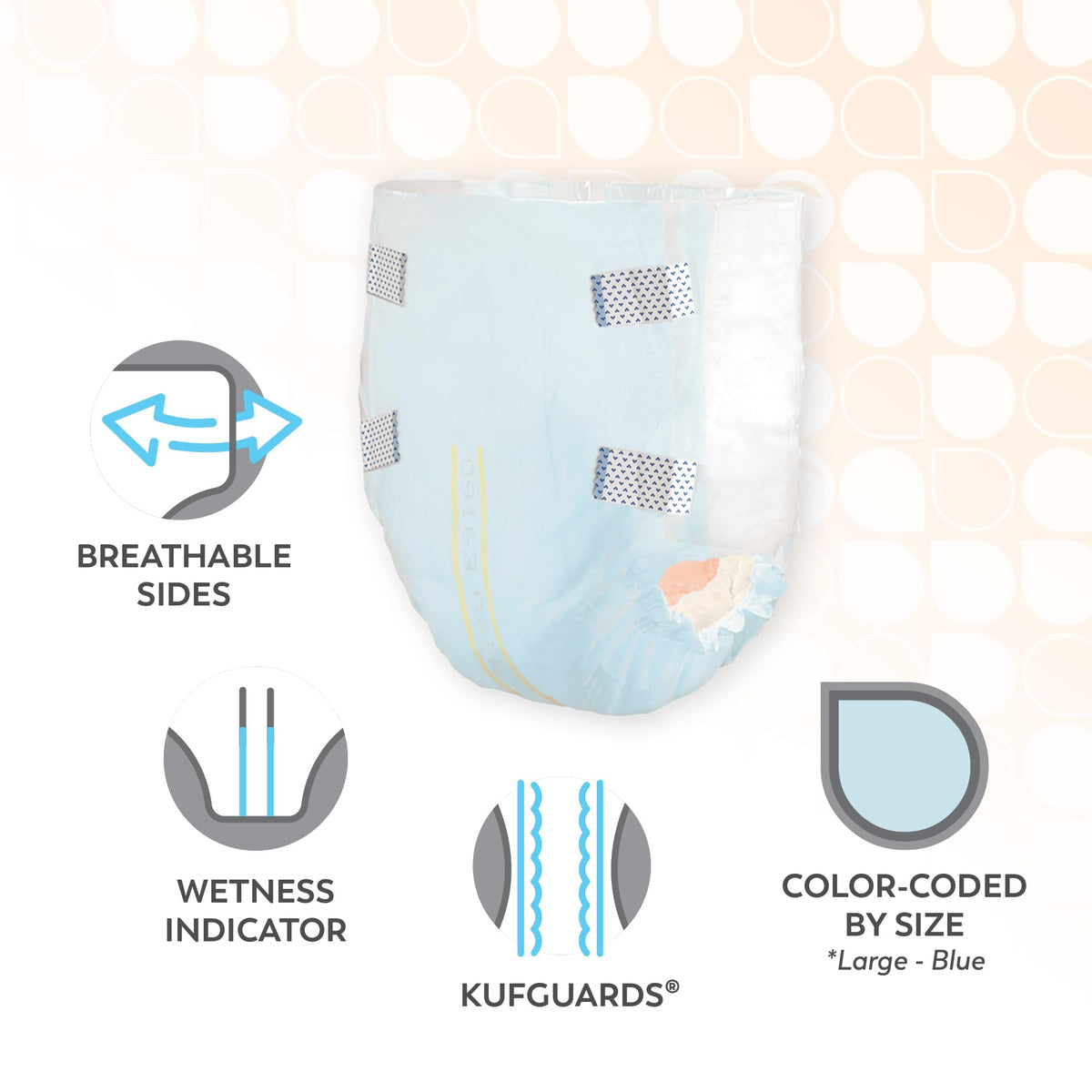 Adult Diapers with Tabs, Large, 12 Ct S35100