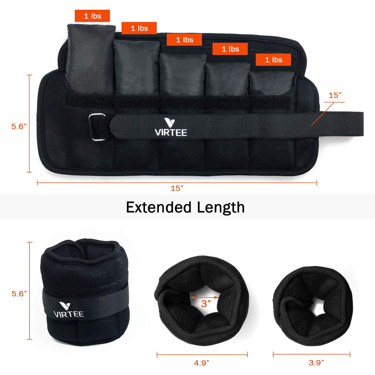 Adjustable Ankle Weights 1-3 Lbs Pair R17893