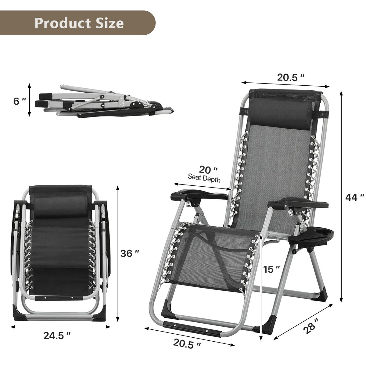 Zero Gravity Lounge Chair Black S326