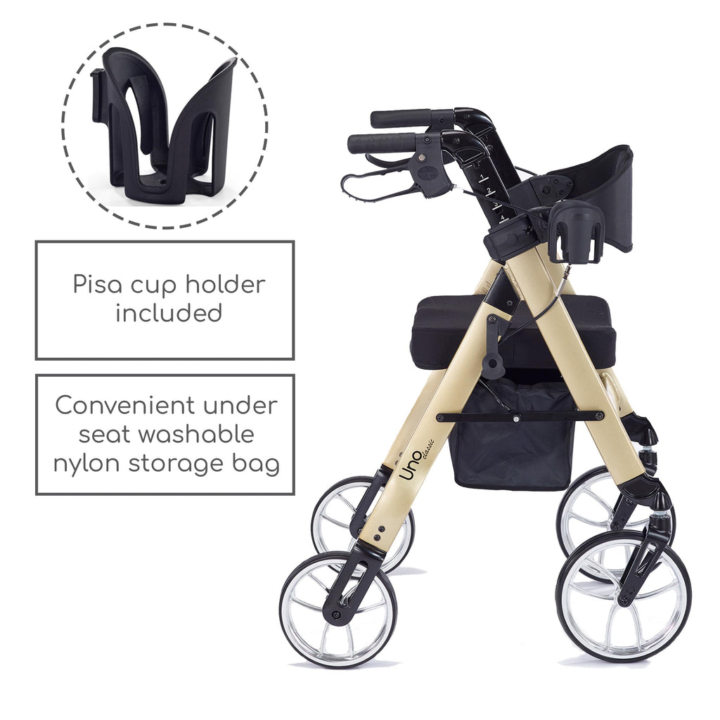 Rolling Walker with Orthopedic Extra Wide Seat and Brakes E280