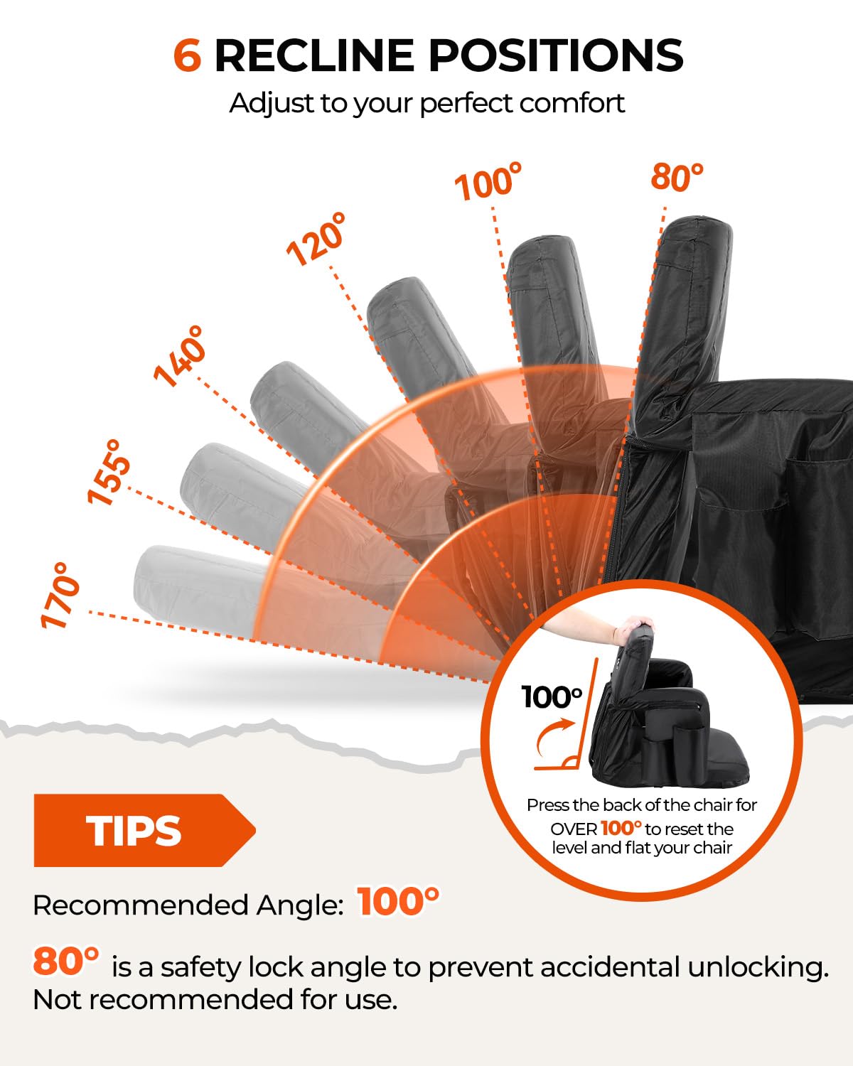 Stadium Seats with Back Support 2.5'' Thick Cushion 6 Adjustable Angle Bleacher Seat with Armrest A445635