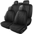 Black Nappa Leather Car Seat Covers Full Set D119