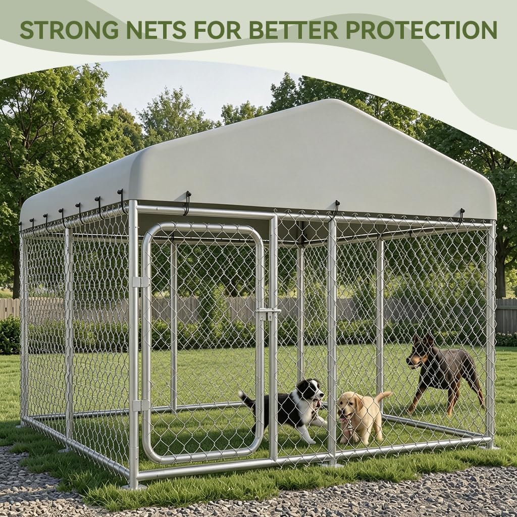7.5x7.5ft Metal Dog Kennel with Roof P261491