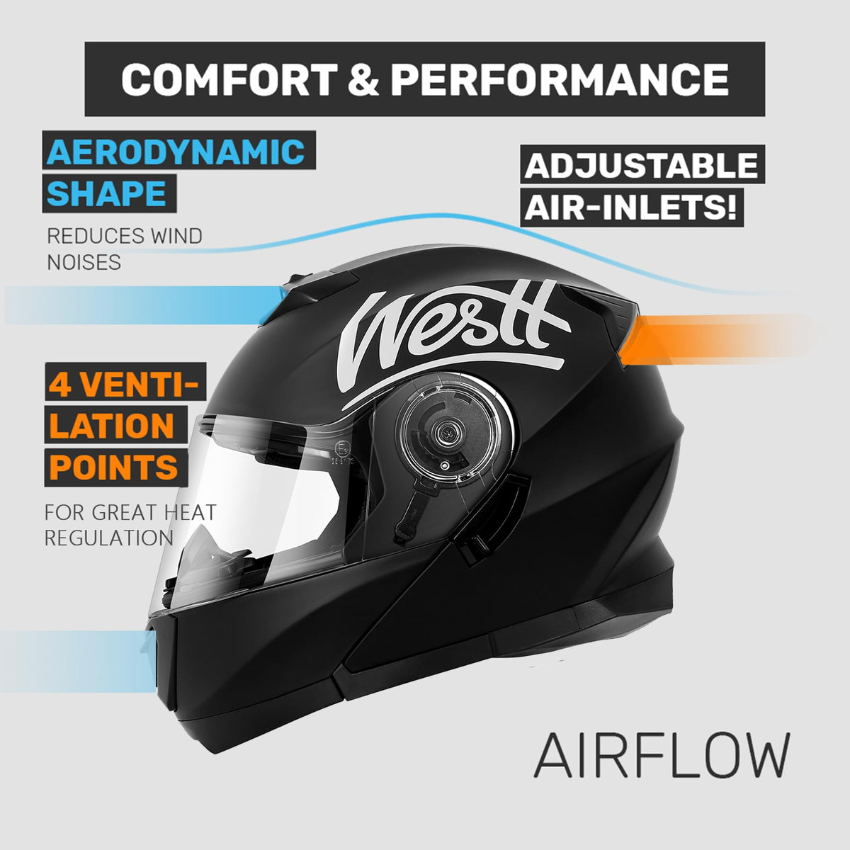 Dual Visor Flip Up Modular Helmet W9406