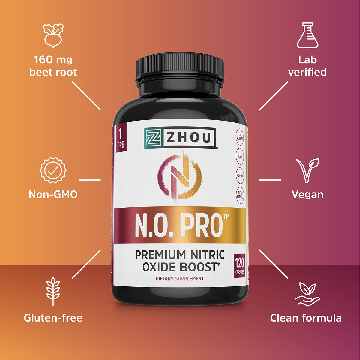 Nitric Oxide Supplement with Beet Root & L Arginine, 120 Veggie Capsules M133712