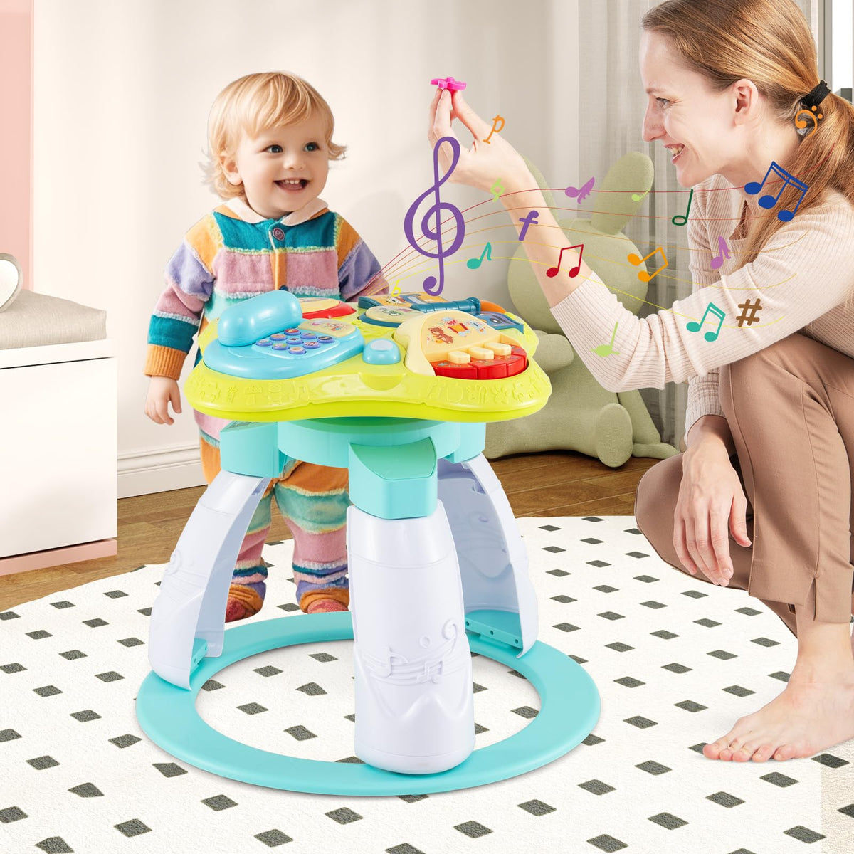 3 in 1 Baby Activity Center Walker with Play Table Green N411466