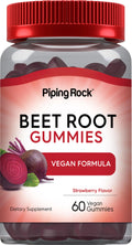 Beet Root Gummies 60 Count Strawberry Flavor Vegan Non-GMO Gluten Free S7872