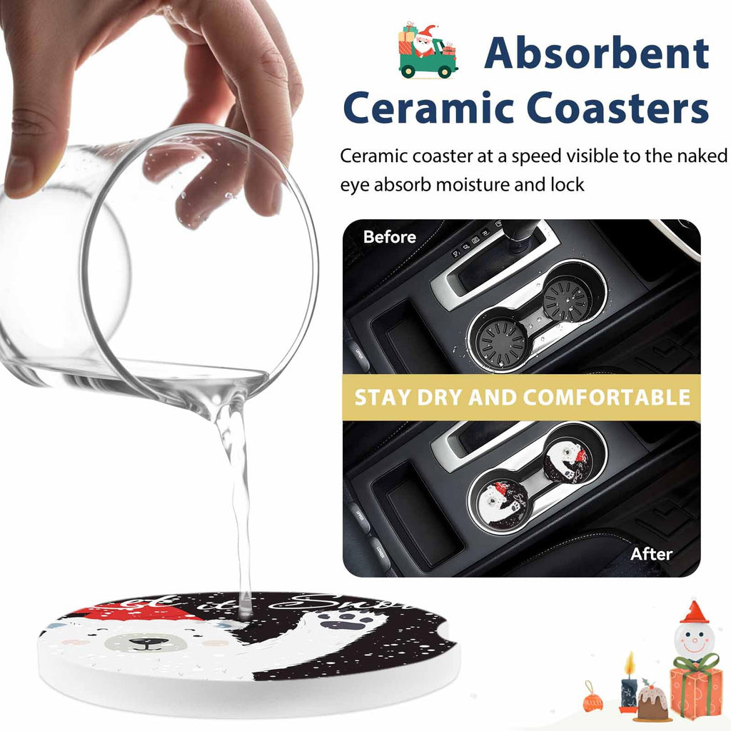 Absorbent Ceramic Stone Car Coasters Set of 2 N8169