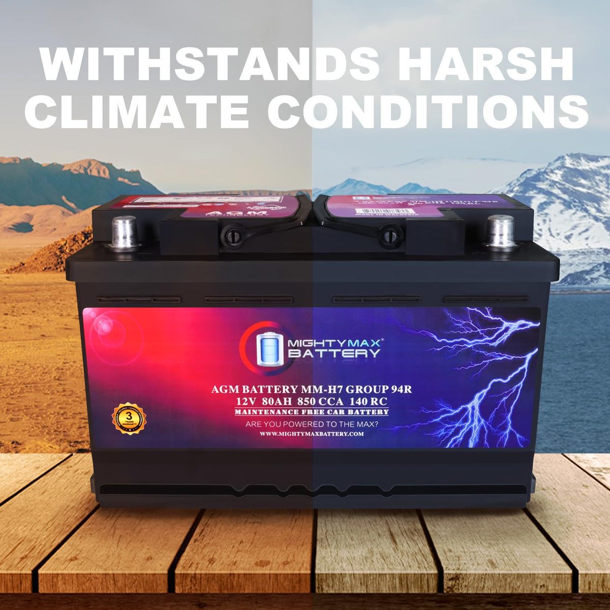 12V 80AH 850 CCA Replacement Battery U9488