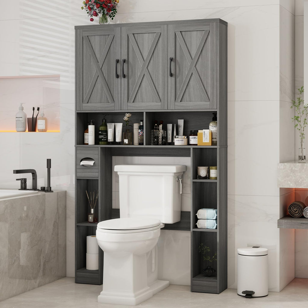 Over The Toilet Storage Cabinet with 3 Barn Doors W288