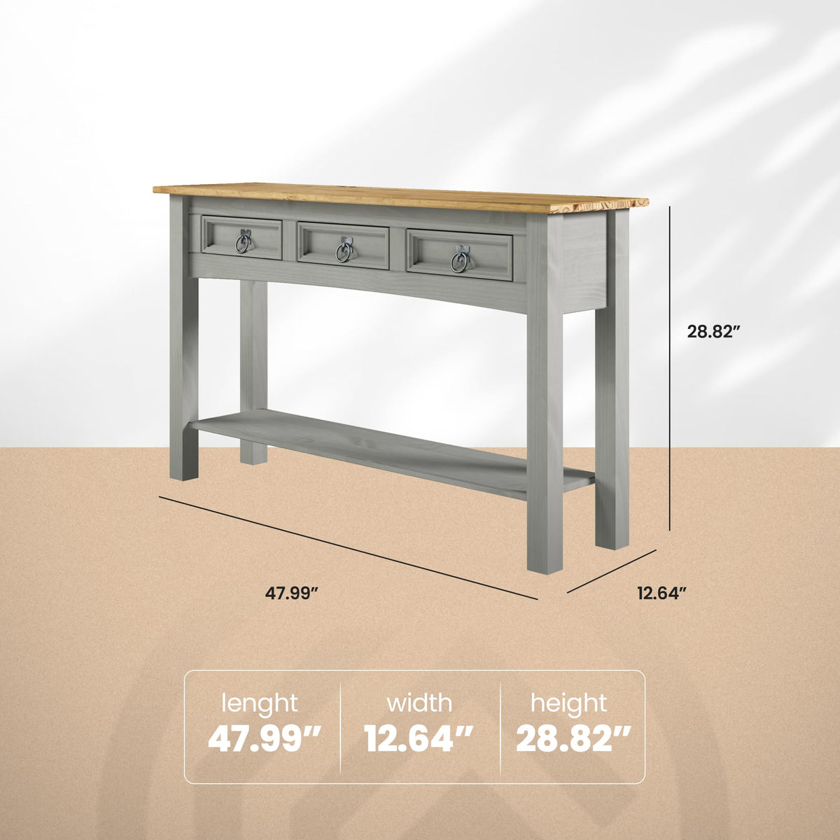 Solid Wood Console Table with 3 Drawers M9715