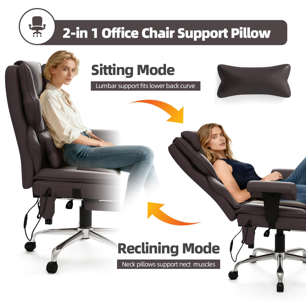 Brown Heated Massage Office Chair with Footrest Z73507