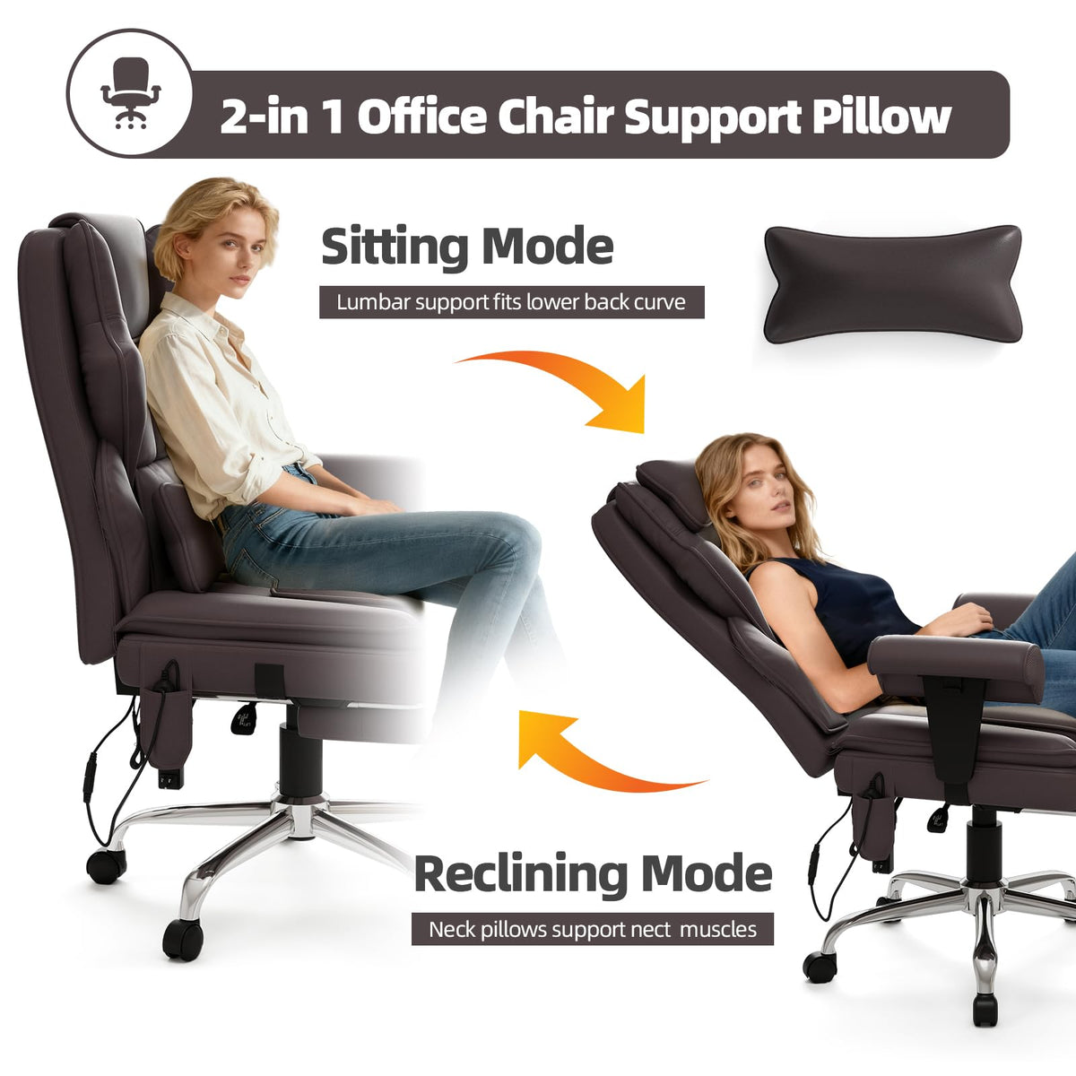 Brown Heated Massage Office Chair with Footrest Z73507