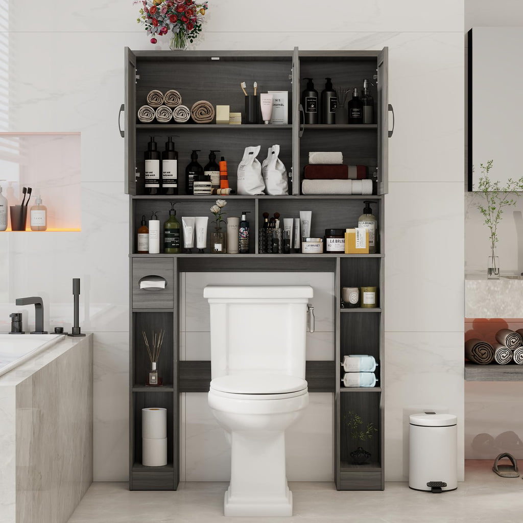 Over The Toilet Storage Cabinet with 3 Barn Doors W288