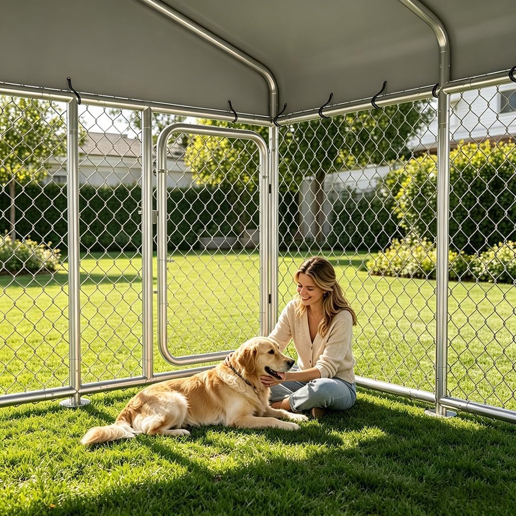 7.5x7.5ft Metal Dog Kennel with Roof P261491